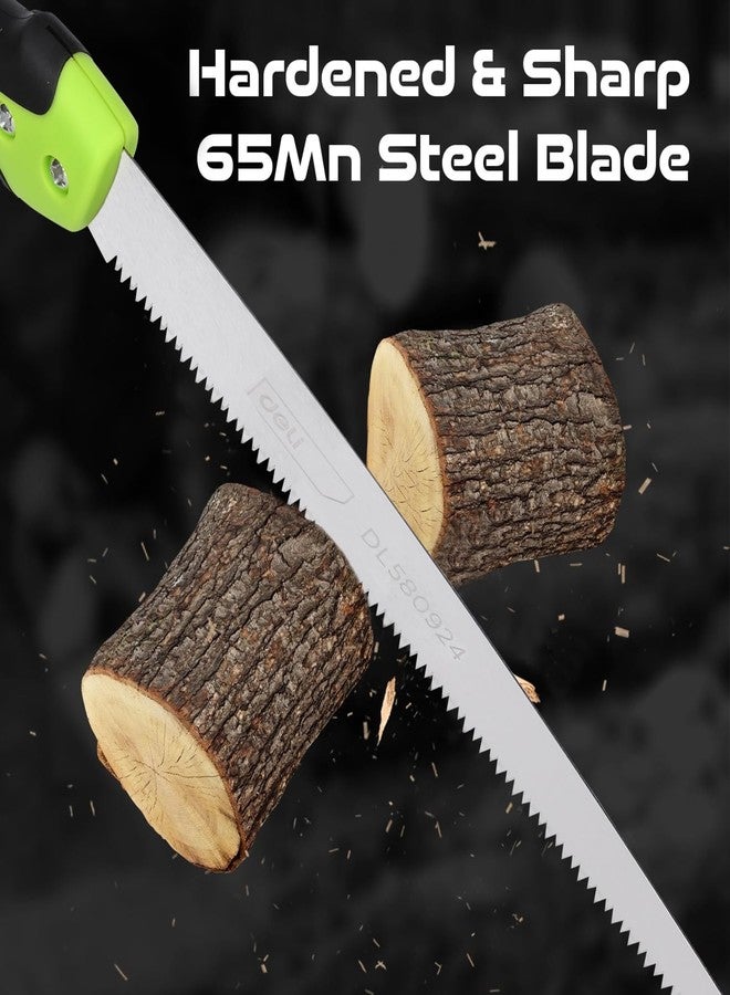 ديلي منشار يدوي ديلي DL580924 بطول 240 مم، أسنان منشار 7 TPI مع طحن ثلاثي الجوانب ومقبض مطلي بمادة مانعة للانزلاق، شفرات فولاذية شديدة التحمل 65Mn للتخييم والبستنة والصيد (عبوة من قطعة واحدة، أخضر) - Image 2